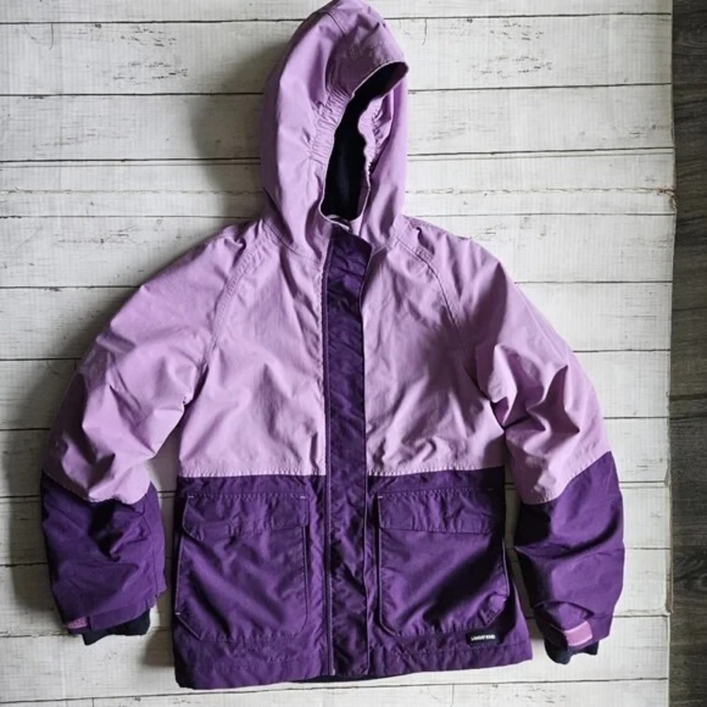 Lands End Purple Color Block Coat Size M 10-12